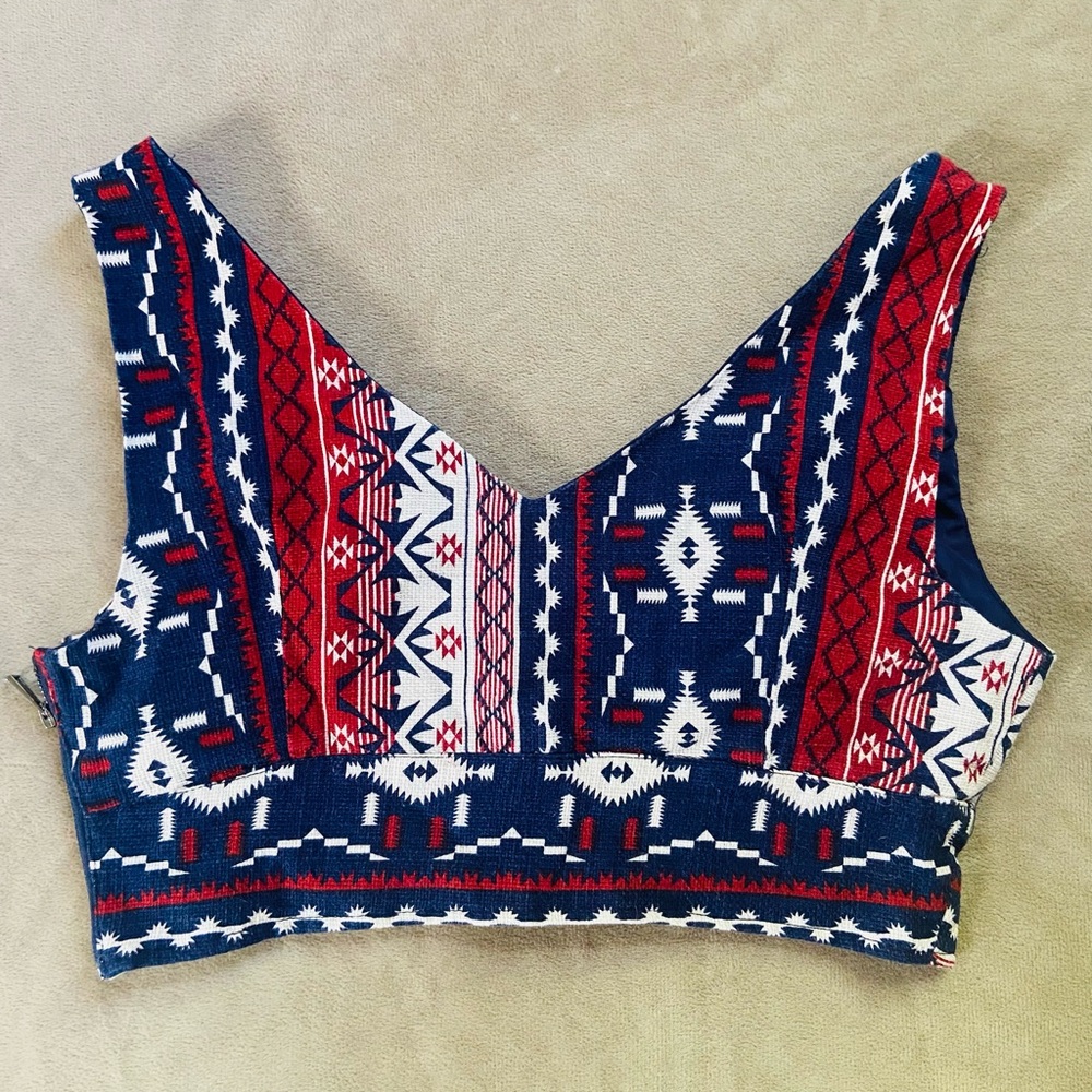 Cropped Aztec Print Tank Top